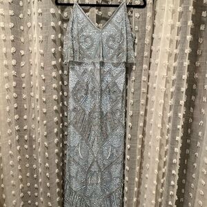 Aidan Mattox Sky Blue Sequin Embellished Dress